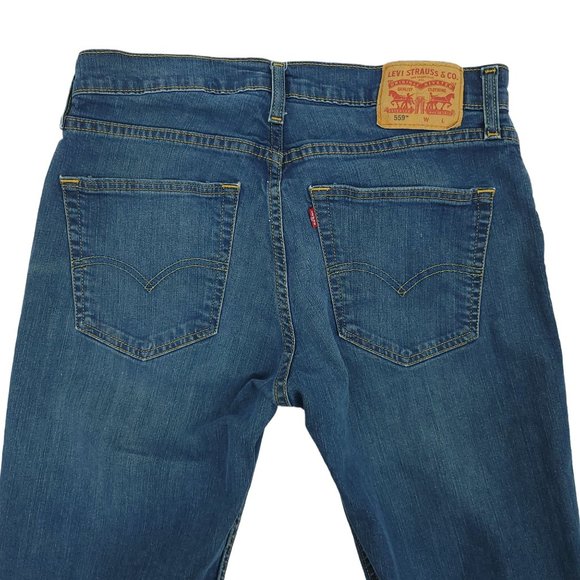 Levis 559 Jeans Relaxed Straight Stretch Men 32 x 38 Lot of 2 Dark Wash Mid Rise - Picture 10 of 12